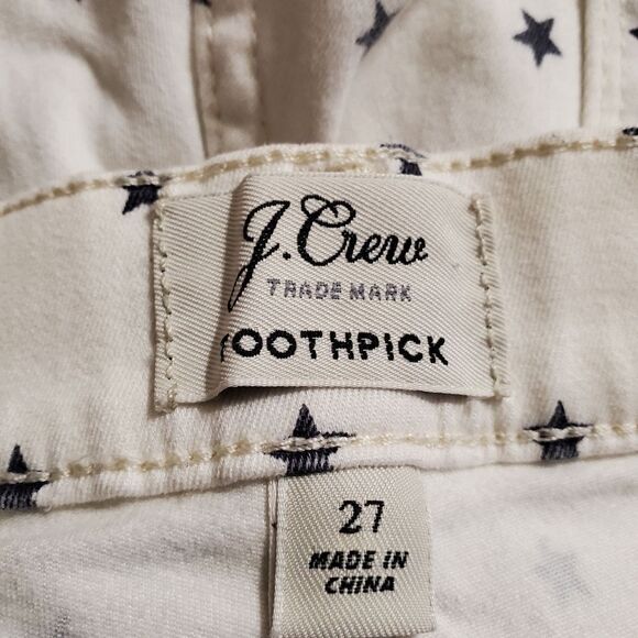 J. Crew Toothpick White & Blue Star Jeans (27) - Picture 6 of 6